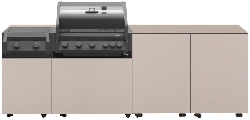 Grillfürst Moments Grillküche Einstieg mit Independence P590E Gasgrill, Independence P230E XXL Infrarotbrenner und 2 Türen mit Stauraum - Mediterran / Aeris