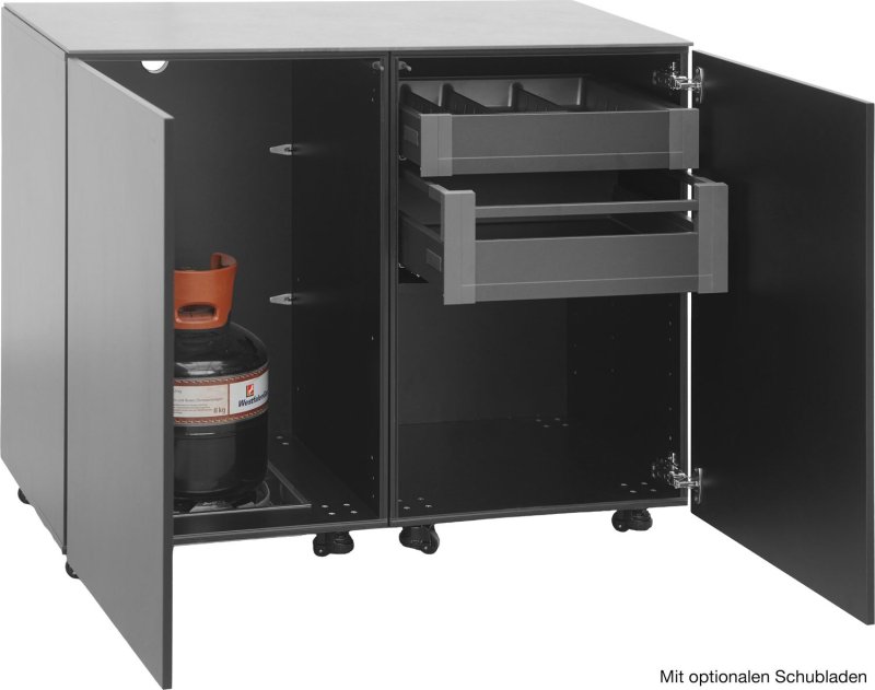 Grillfürst Moments Sideboard mit Tür, Einlegeboden und Gasflaschenschrank - Nero - 120 cm