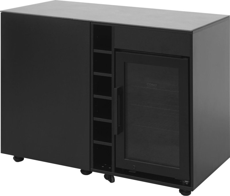 Grillfürst Moments Sideboard - Cocktailbar mit Kühlschrank, Flaschenregal und Tür mit Staufach - Nero - 120 cm