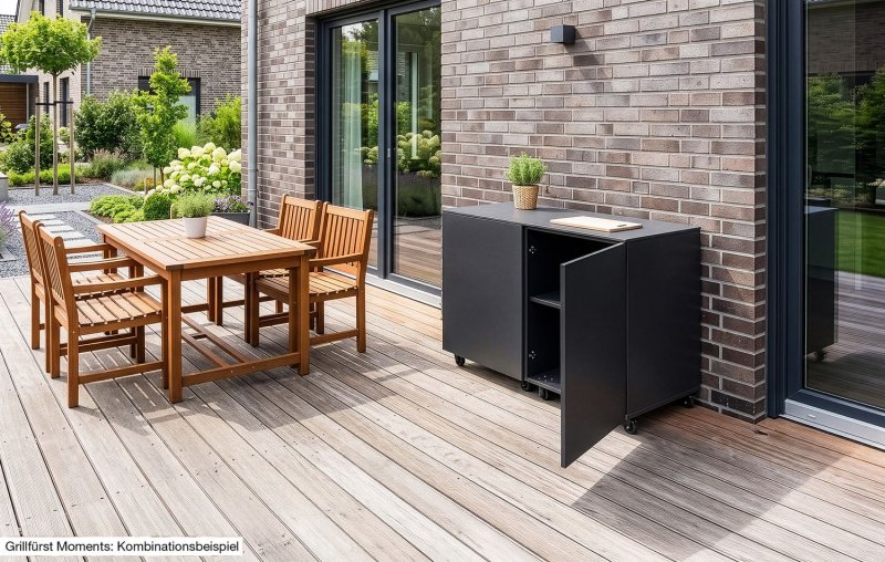 Grillfürst Moments Sideboard mit Türen und Einlegeböden - Nero - 120 cm