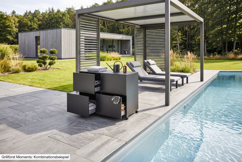 Grillfürst Moments Outdoor Schrank mit 2 Schubladen - Nero - 60 cm