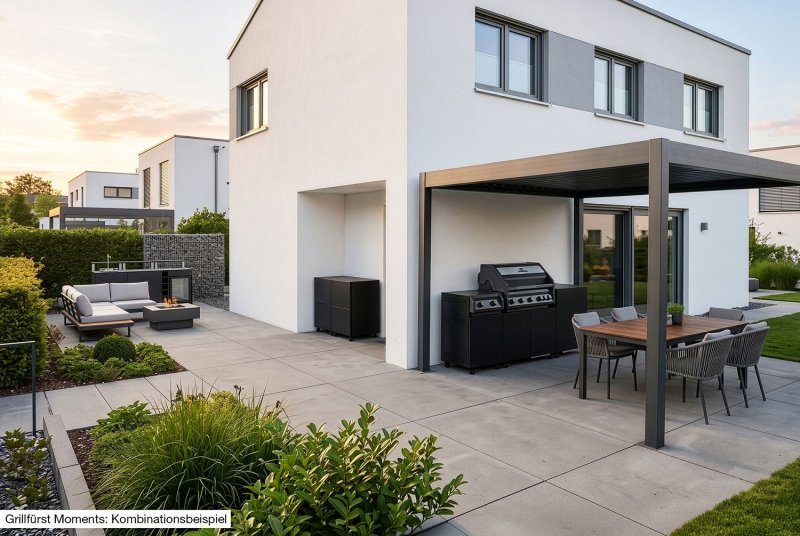 Grillfürst Moments Grillküche mit Independence P590E Gasgrill und Schrank mit 2 Türen - Nero / Eter