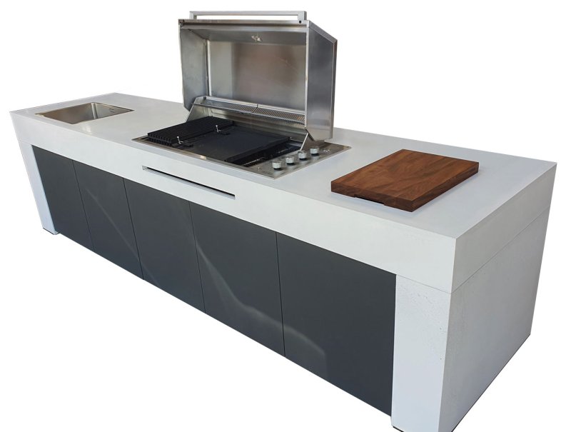 Grillfürst Outdoor Küche aus gegossenem Beton mit Grill & Spüle
