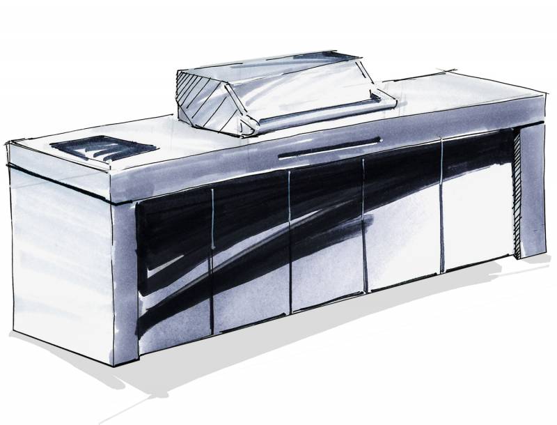 Grillfürst Outdoor Küche aus 3-tlg. gegossenem Beton und HPL (300 cm x 90 cm) - mit Einbaugrill und Spüle