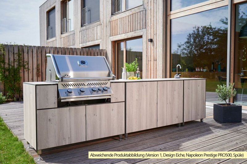 Grillfürst Outdoorküche L Schiefer - Mit Napoleon LEX 605 Einbaugrill