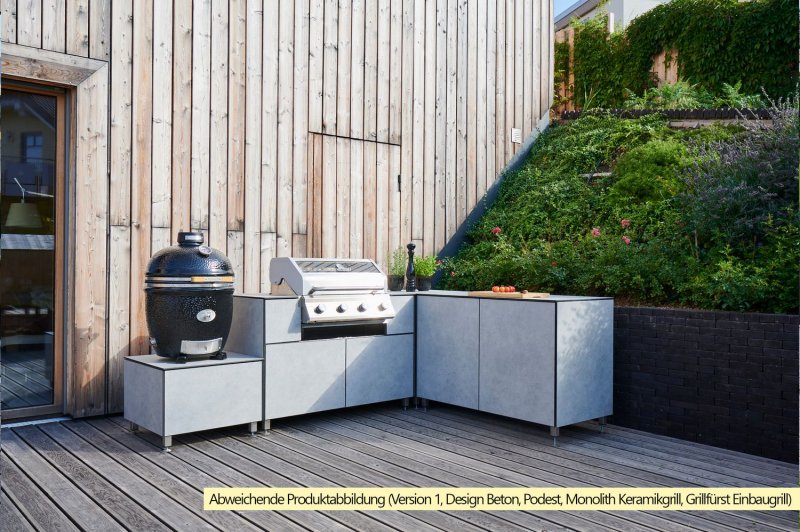 Grillfürst Outdoorküche L Schiefer - Mit Napoleon LEX 605 Einbaugrill
