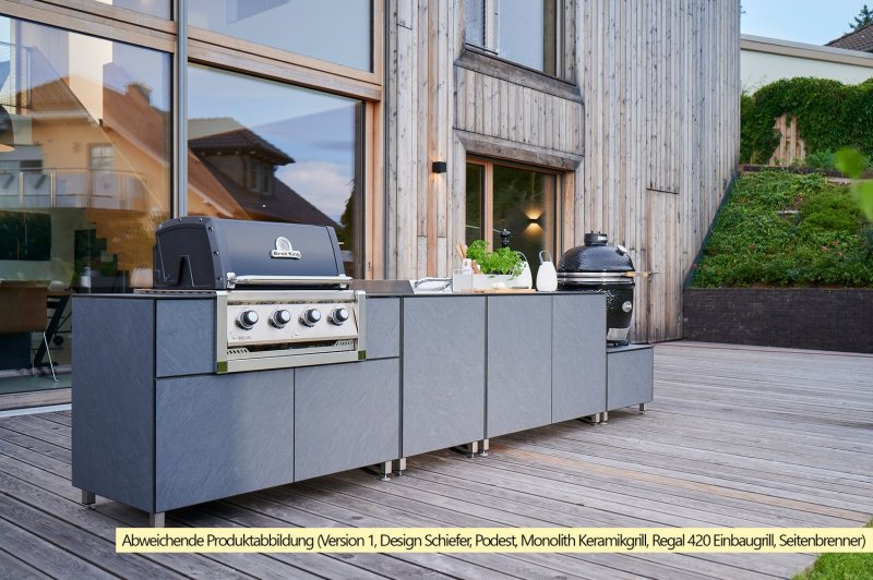 Grillfürst Outdoorküche L Schiefer - Mit Napoleon LEX 605 Einbaugrill