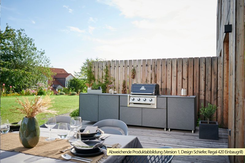 Grillfürst Outdoorküche L Schiefer - Mit Napoleon LEX 605 Einbaugrill