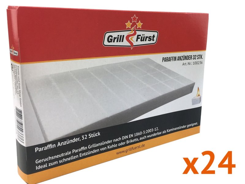 Grillfürst Paraffin Grillanzünder Karton, 24 x 32 Stk. Anzündwürfel