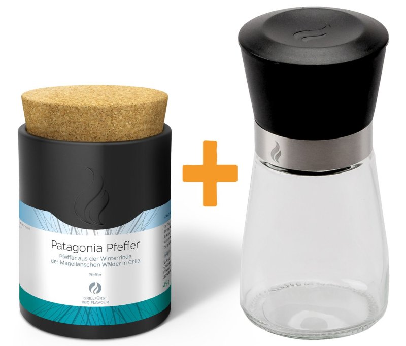 Grillfürst Patagonia Pfeffer - Keramikdose 45g - Inkl. Grillfürst Gewürzmühle