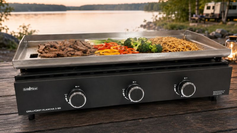 Grillfürst Plancha Grill - 3 Brenner mit Edelstahl Plancha