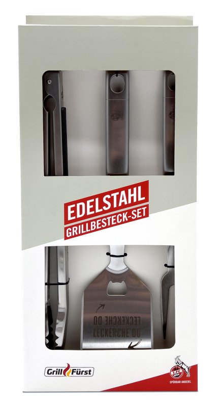 Grillfürst Premium Grillbesteck Set mit Grillzange, -Wender und -Gabel - 1. FC Köln Edition