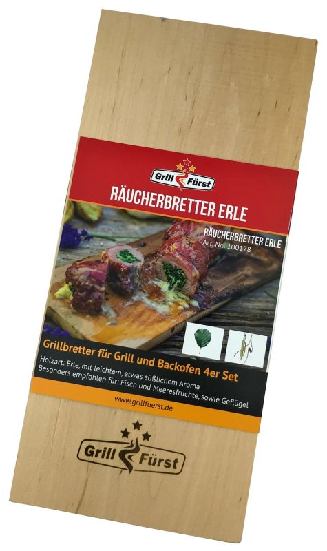 Grillfürst Räucherbretter Erle 29 x 13 x 1cm 4er Set