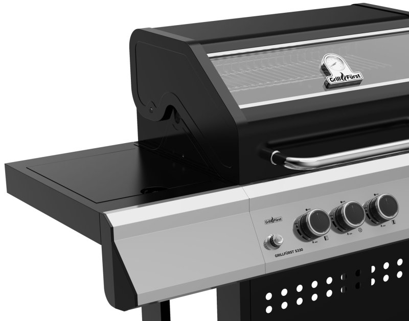 Grillfürst Gasgrill S330G - inkl. Abdeckhaube, Grillbürste, Grillplatte und Pizzastein
