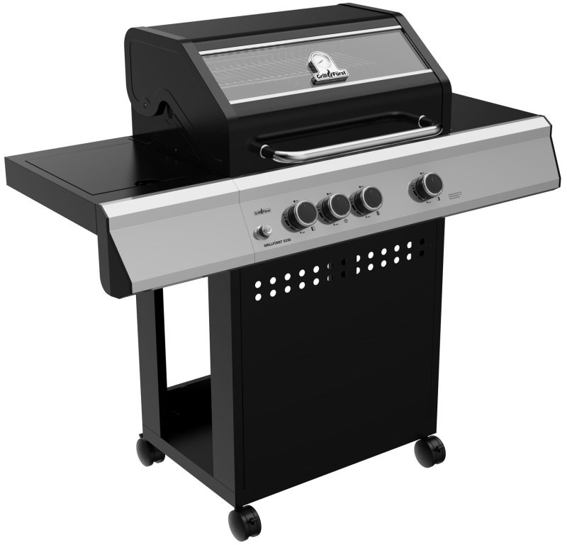 Grillfürst Gasgrill S330G - inkl. Abdeckhaube, Grillbürste, Grillplatte und Pizzastein