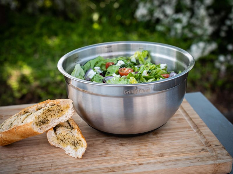 Grillfürst BBQ 3er Edelstahlschüssel Set mit Glasdeckel