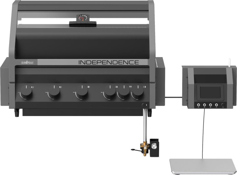Grillfürst Independence P590E Smart Einbaugrill - mattschwarz - mit WLAN-Modul, Gasflaschenwaage, Heckbrenner und Edelstahlrosten