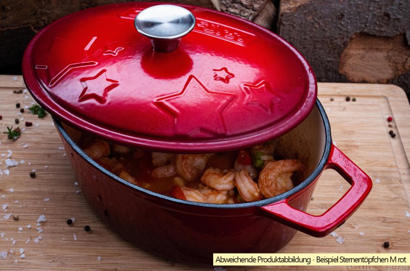Grillfürst Dutch Oven Sternentöpfchen / Gusseisen Bräter - emailliert - M - orange