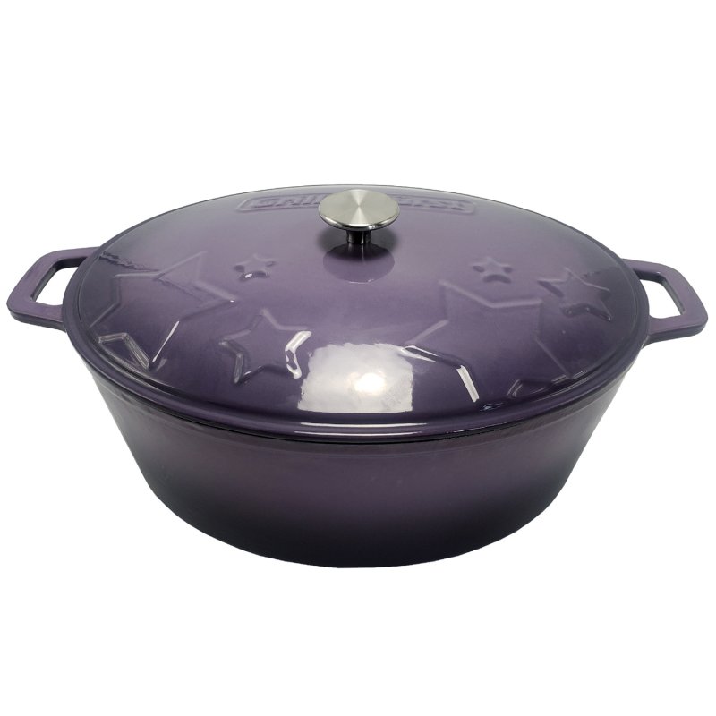 Grillfürst Dutch Oven Sternentöpfchen / Gusseisen Bräter - emailliert - XL - lila