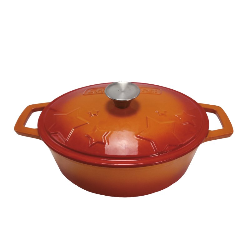 Grillfürst Dutch Oven Sternentöpfchen / Gusseisen Bräter - emailliert - M - orange