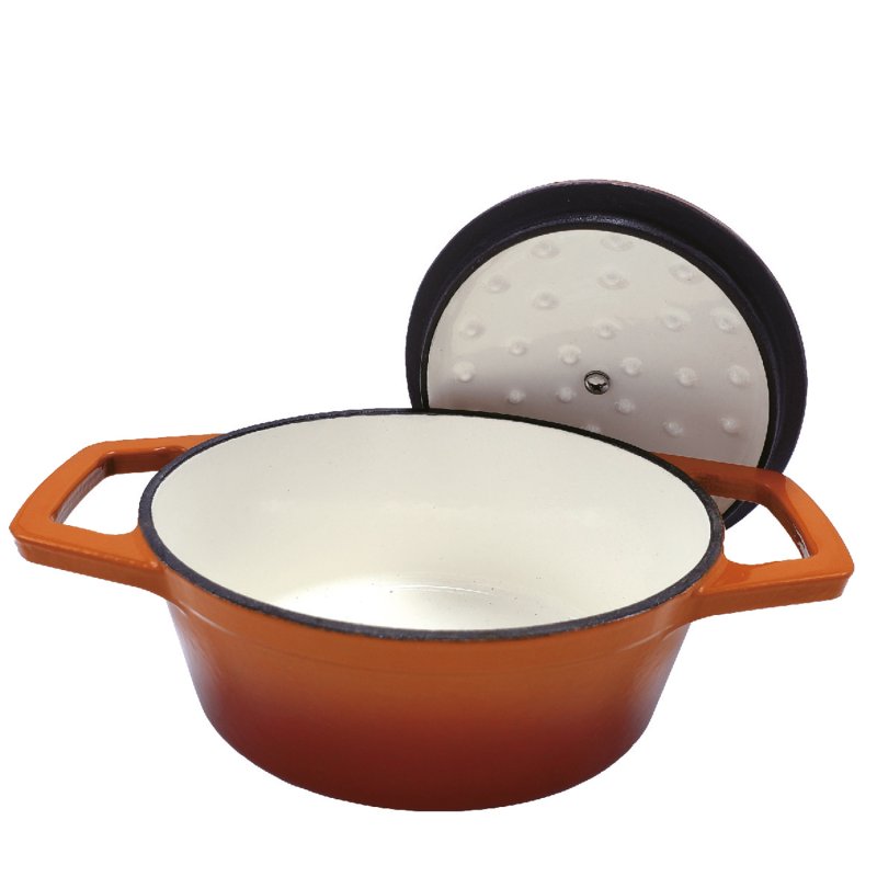 Grillfürst Dutch Oven Sternentöpfchen / Gusseisen Bräter - emailliert - S - orange