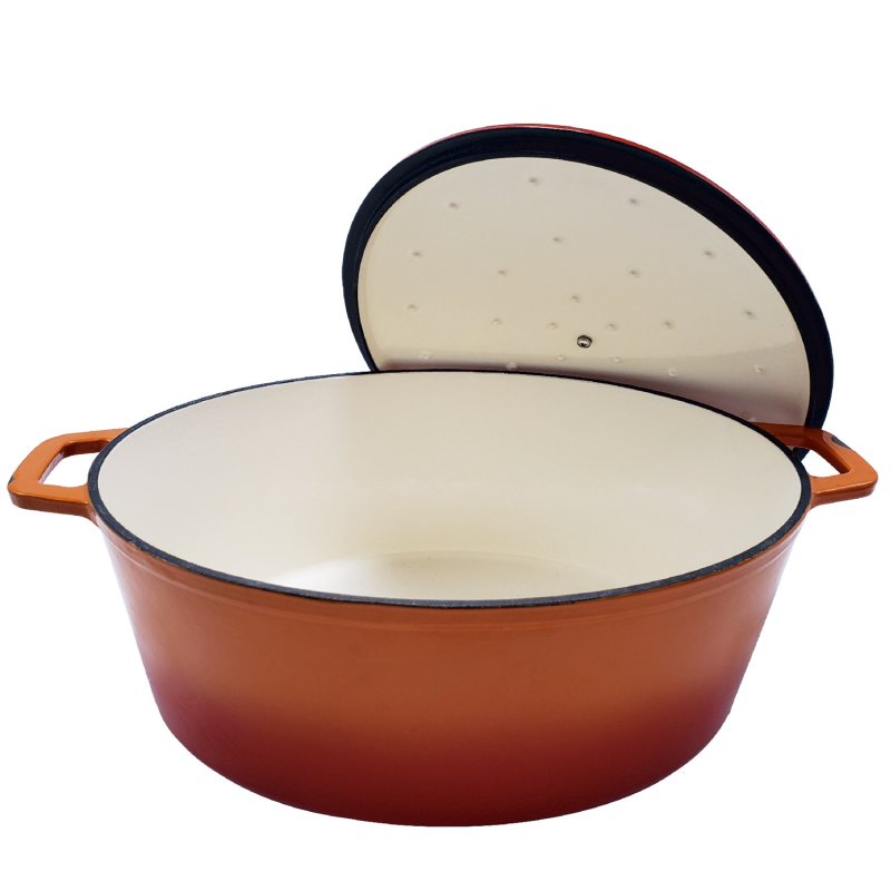 Grillfürst Dutch Oven Sternentöpfchen / Gusseisen Bräter - emailliert - XL - orange