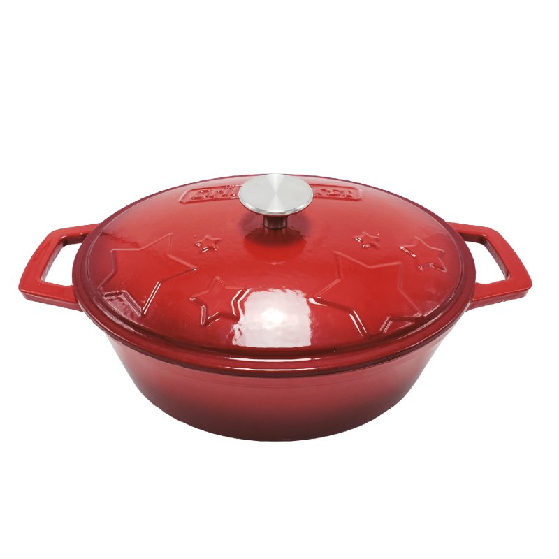 Grillfürst Dutch Oven Sternentöpfchen / Gusseisen Bräter - emailliert - M - rot