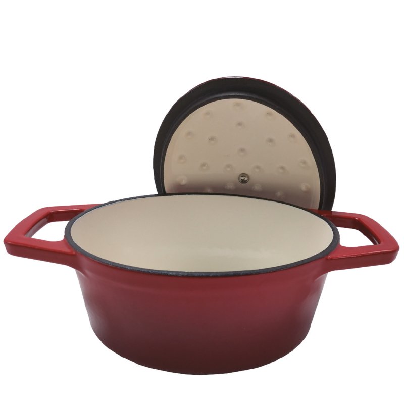 Grillfürst Dutch Oven Sternentöpfchen / Gusseisen Bräter - emailliert - S - rot