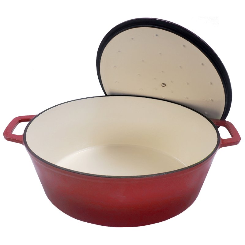 Grillfürst Dutch Oven Sternentöpfchen / Gusseisen Bräter - emailliert - XL - rot