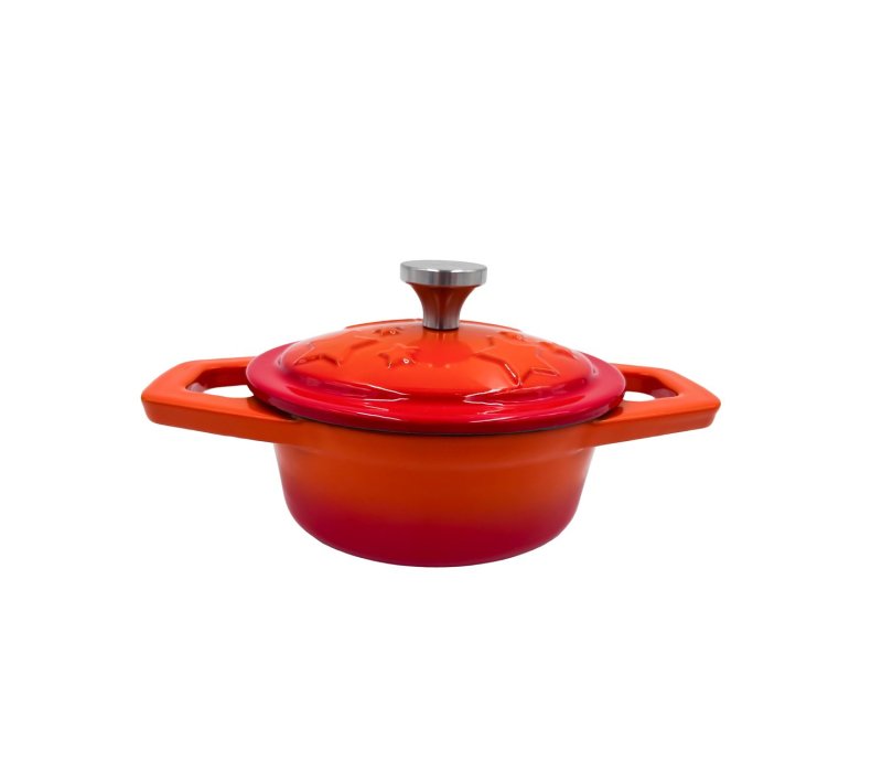 Grillfürst Dutch Oven Sternentöpfchen / Gusseisen Bräter - emailliert - XS - orange