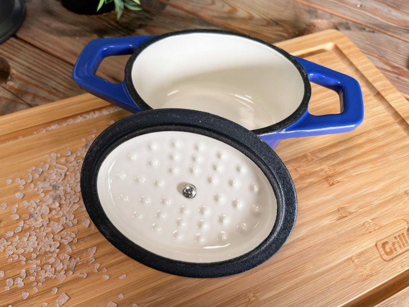 Grillfürst Dutch Oven Sternentöpfchen / Gusseisen Bräter - emailliert - XS - blau