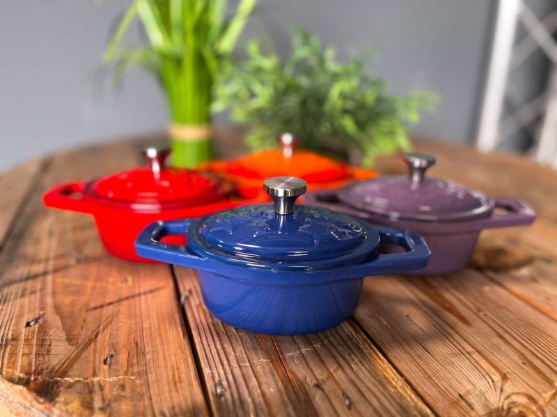 Grillfürst Dutch Oven Sternentöpfchen / Gusseisen Bräter - emailliert - XS - blau