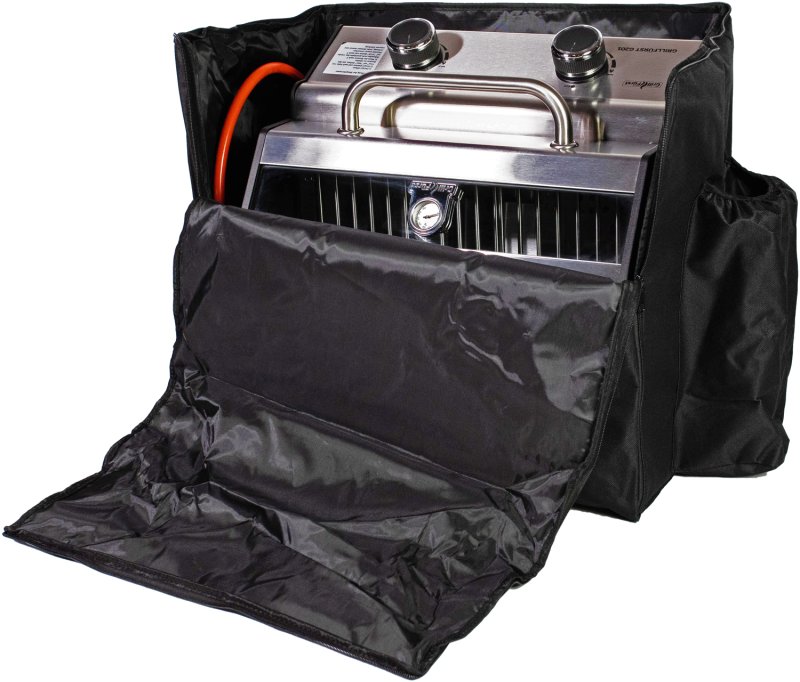 Grillfürst G201E 2-Brenner Gasgrill / Campinggrill / Balkongrill 50mbar - CAMPING SET BASIC - inkl. Tragetasche, Kartuschen-Druckregler und 2 Gaskartuschen