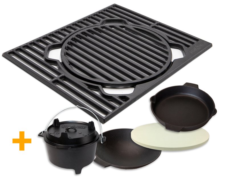 Grillfürst X-Rost System Grillrost aus Gusseisen inkl. Einsätze - XXL Paket