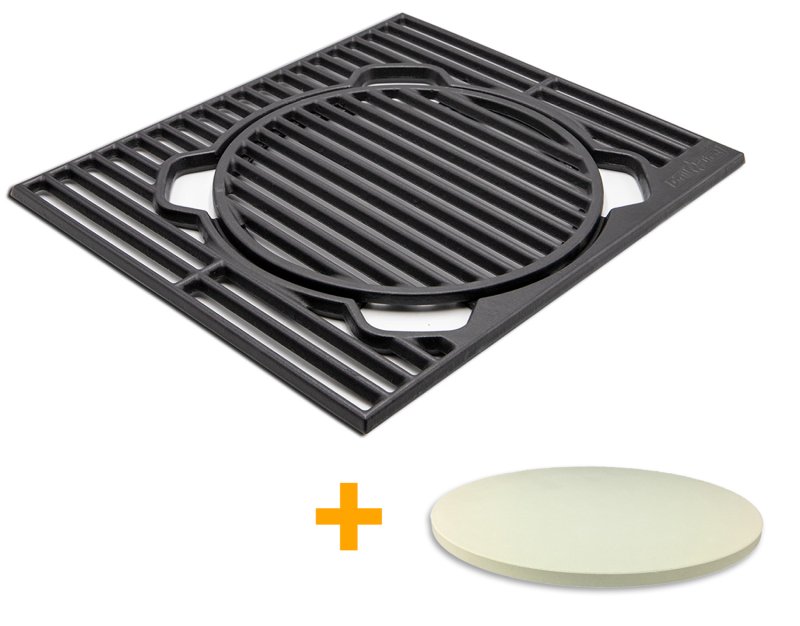 Grillfürst X-Rost System Grillrost aus Gusseisen für Grillfürst Gasgrills - inkl. Pizzastein Einsatz