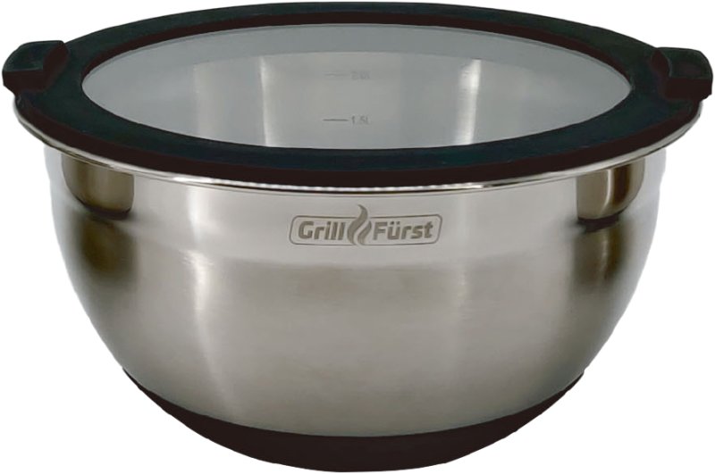 Grillfürst BBQ 3er Edelstahlschüssel Set mit Glasdeckel