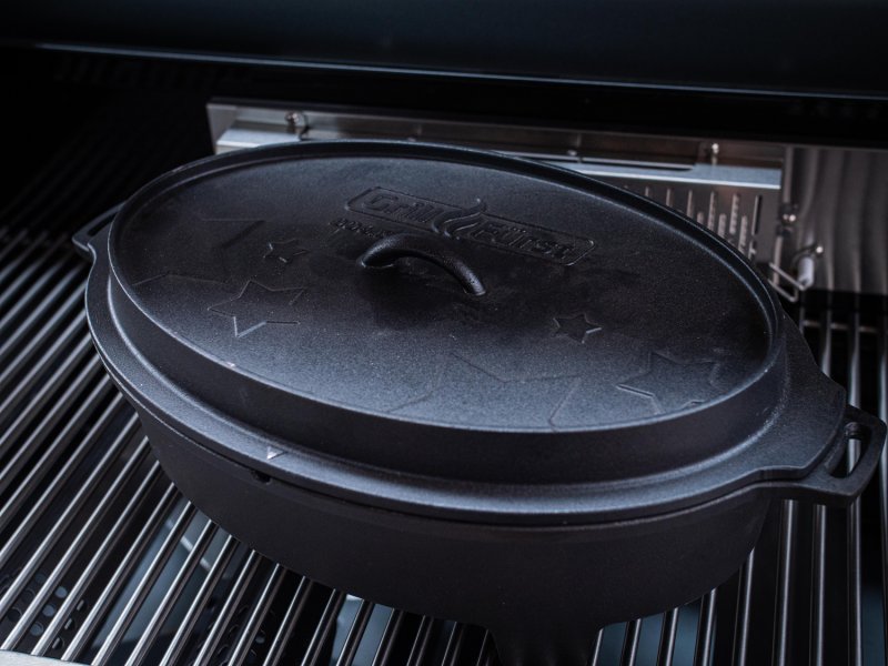 Grillfürst Dutch Oven BBQ Edition DO 6,5 flach / oval für Grillfürst Grills, Weber Spirit, Weber Genesis, Broil King Signet, Broil King Monarch