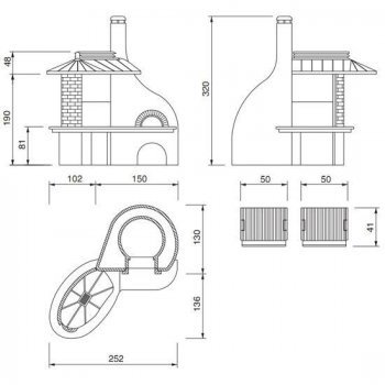 Palazzetti Grillkamin Nuovo Vulcano mit Pizzaofen Backofen inkl. Montagematerial