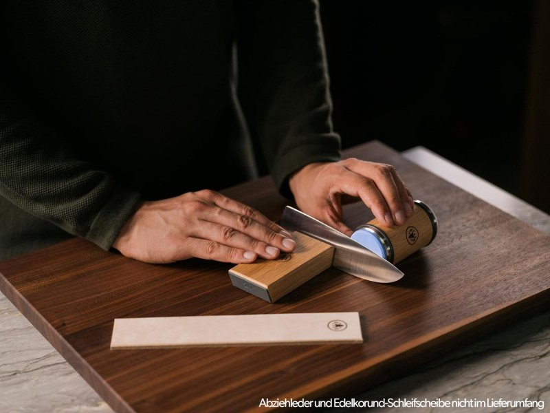 HORL 3 - Rollschleifer / Messerschleifer mit Magnetschleiflehre mit 15° / 20° Schleifwinkel - Eiche - NEU 2025