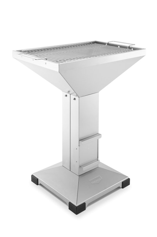 Thüros Holzkohlegrill T4 / Edelstahl Säulengrill 40x60 cm inkl. Windansteckblech und Kohleschacht