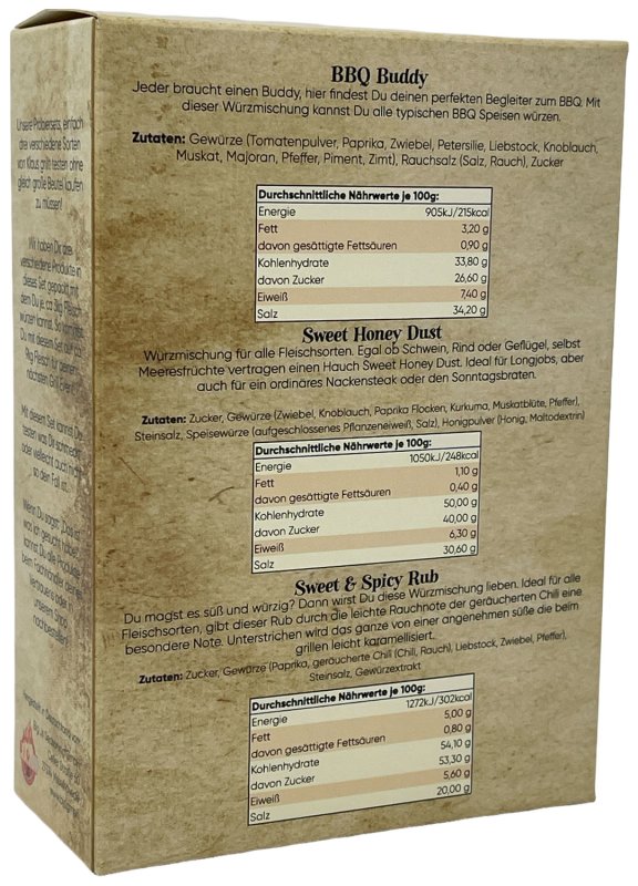 Probierset #2 BBQ Buddy / Sweet Honey Dust / Sweet & Spicy Rub 3x 100g Beutel by Klaus grillt