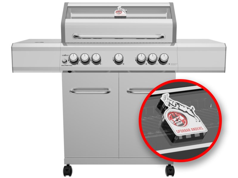 Grillfürst G521E 5-Brenner Edelstahl-Gasgrill - 1. FC Köln Edition - Edelstahlroste