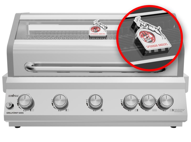 Grillfürst G591G 5-Brenner Einbaugrill - 1. FC Köln Edition - Gusseisenroste