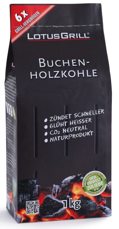 LotusGrill Buchenholzkohle 1 kg Beutel