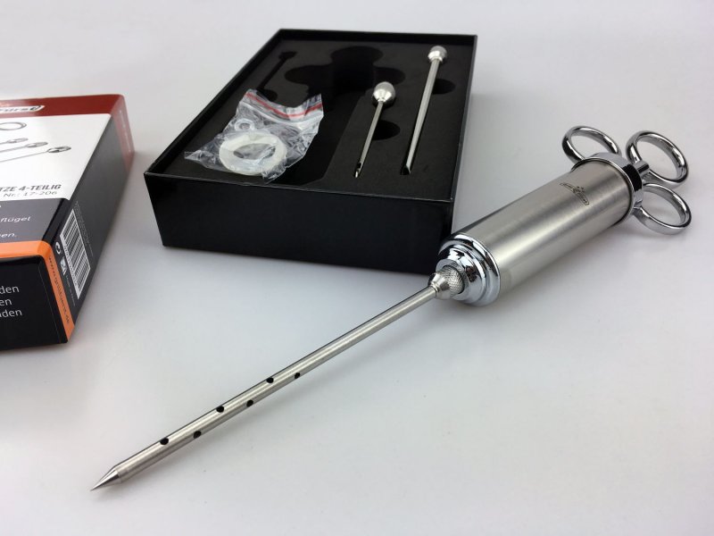 Grillfürst Profi Marinierspritze aus Edelstahl