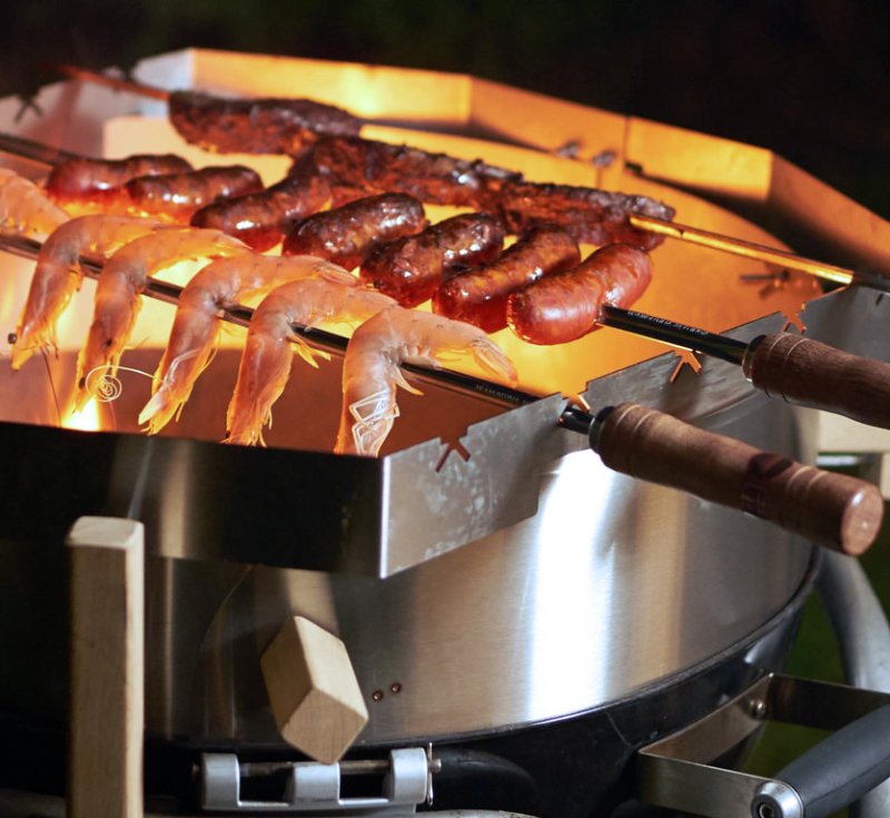 Moesta Churrasco BBQ Set für Smokin Pizzaring: 67 cm (Spießhalter + Grillspieße)