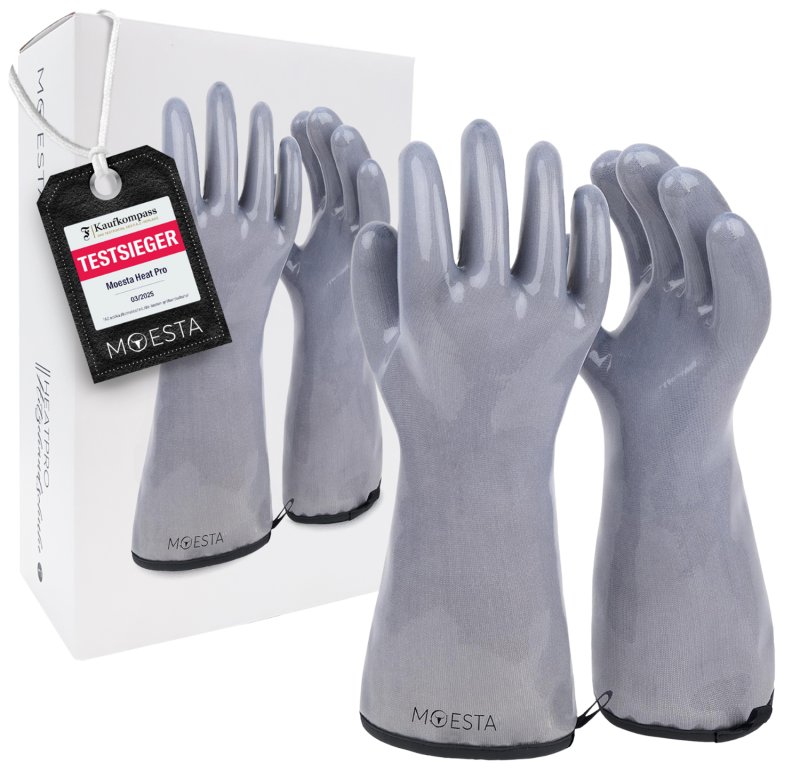 Moesta HeatPro Gloves - Grillhandschuhe aus Silikon - grau in Größe S (7)