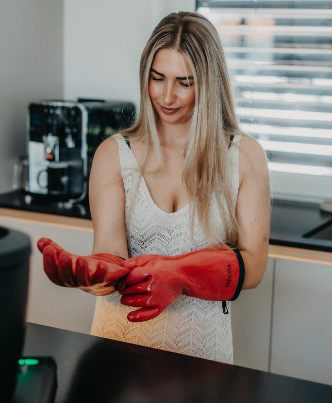 Moesta HeatPro Gloves - Grillhandschuhe aus Silikon - pink in Größe L (9)