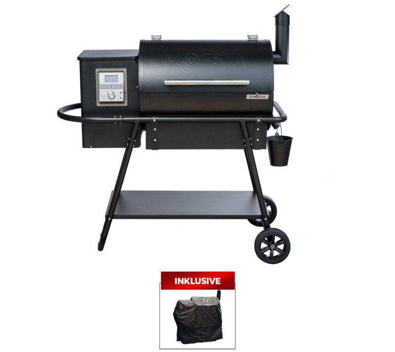 Moesta Pelletgrill Sheriff - Grillfürst Sonderedition - Mattschwarz - inkl. Abdeckhaube