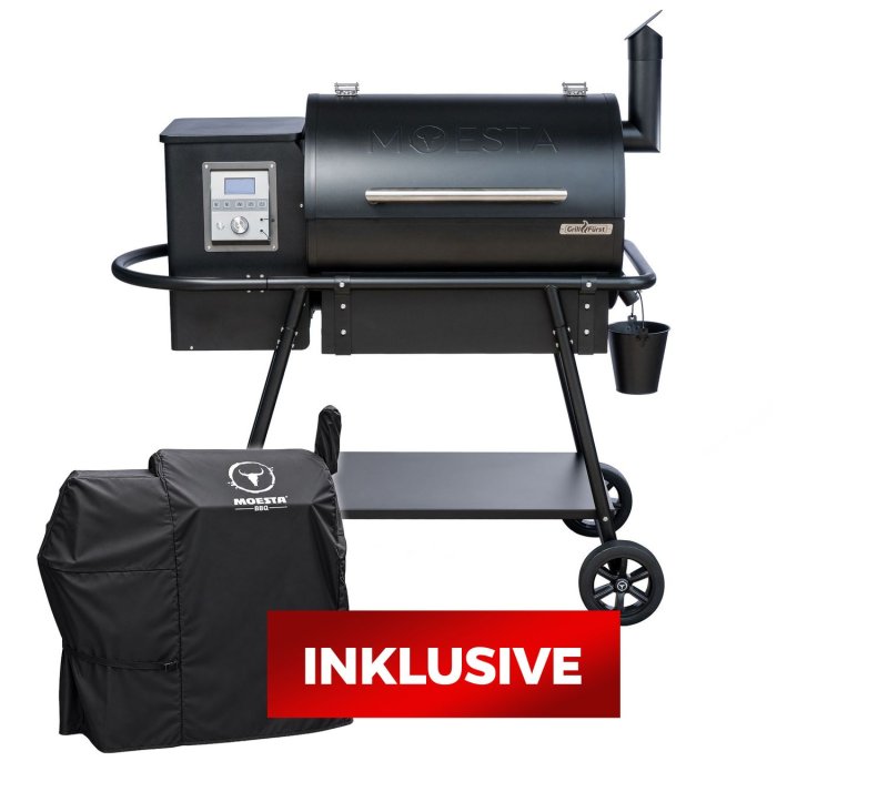Moesta Pelletgrill Sheriff - Grillfürst Sonderedition - Mattschwarz - inkl. Abdeckhaube